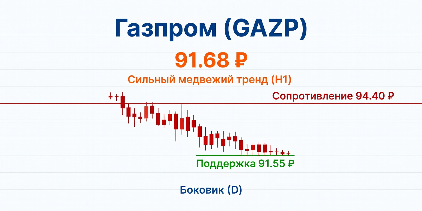 Технический анализ GAZP (Газпром) на 12 августа 2026