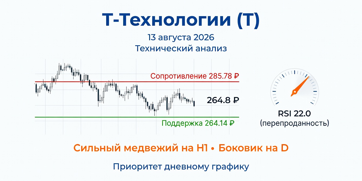 Технический анализ T (Т-Технологии) на 13.08.2026