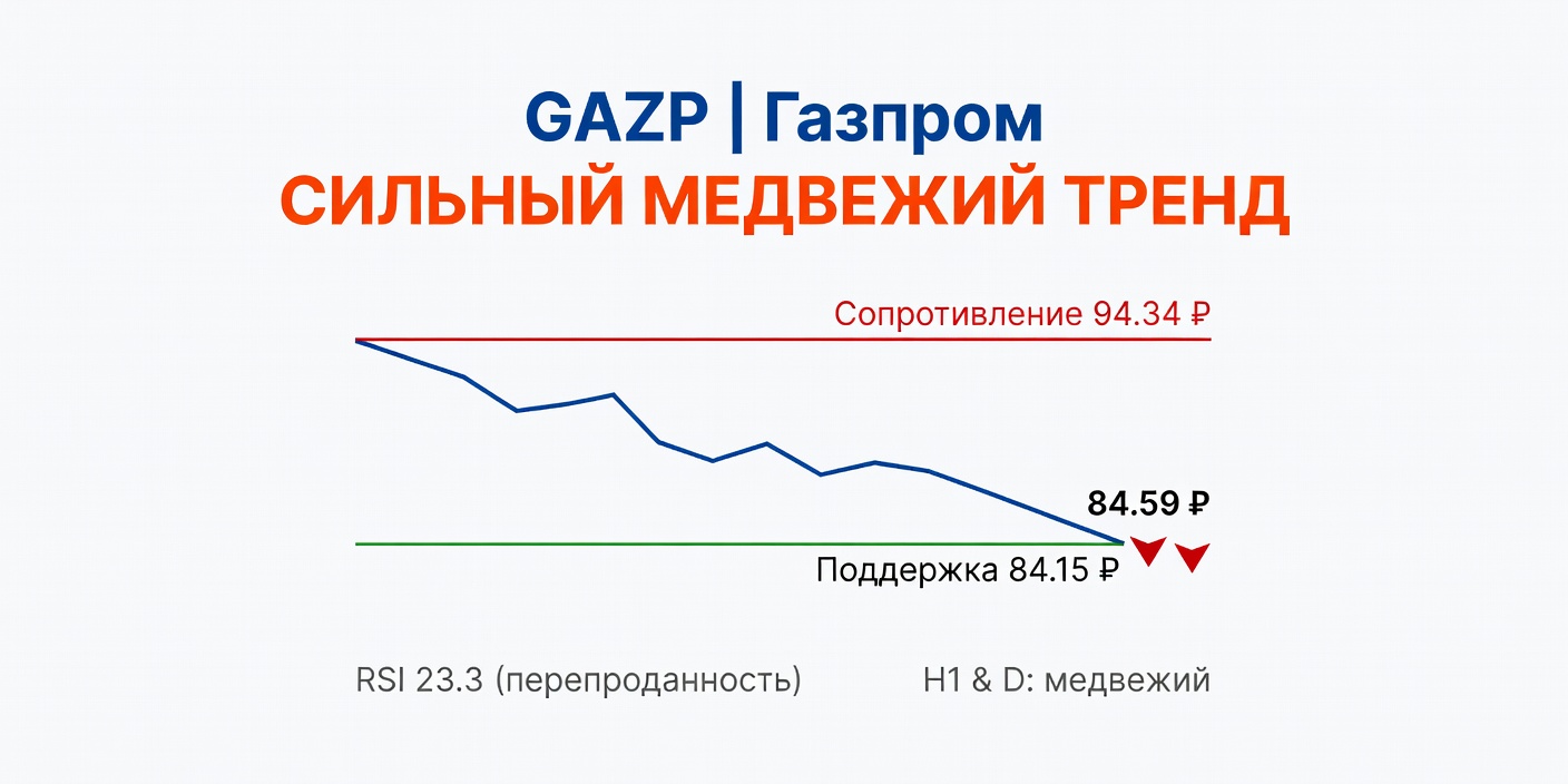Технический анализ GAZP (Газпром) — 14 августа 2026