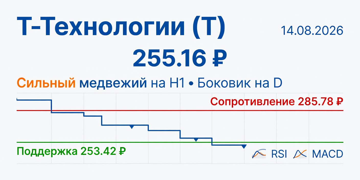 Технический анализ T (Т-Технологии) на 14.08.2026