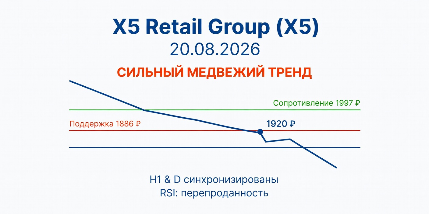 X5 Retail Group (X5): Технический анализ на 20.08.2026