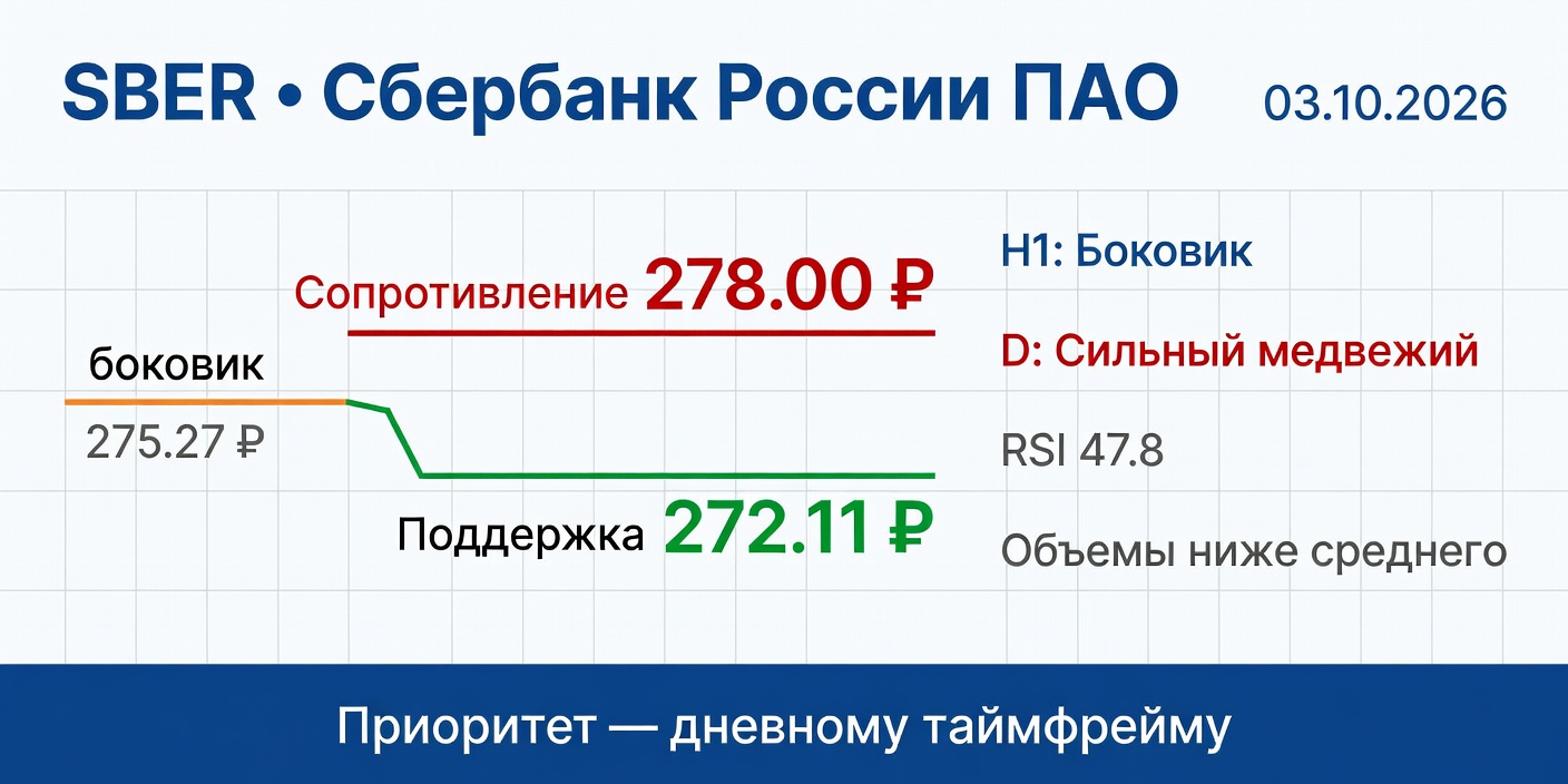 Технический анализ SBER (Сбербанк) — 03.10.2026