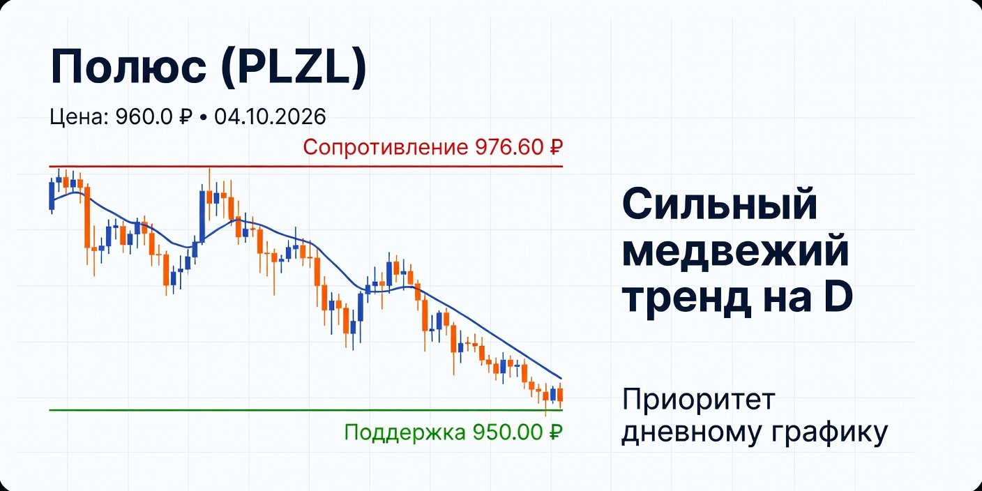 Технический анализ PLZL (Полюс) — 04.10.2026