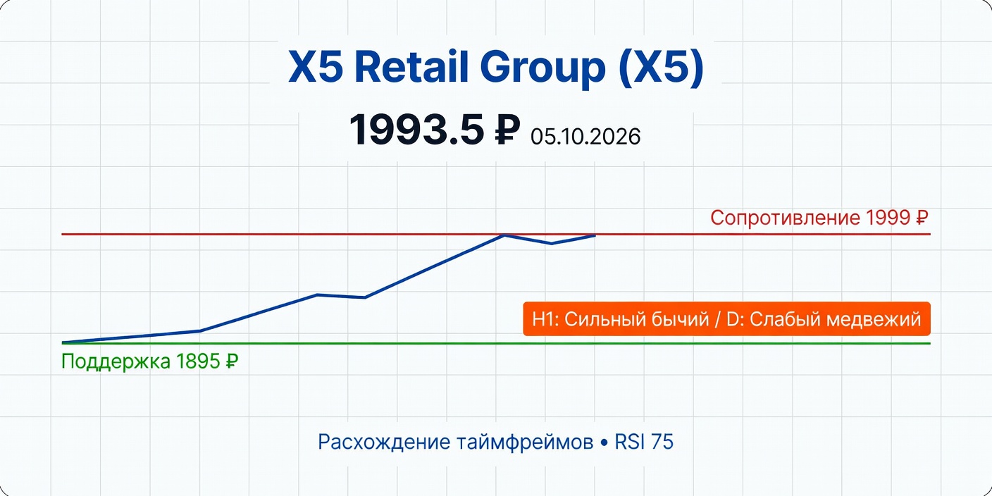 X5 (X5 Retail Group): Технический анализ на 05.10.2026