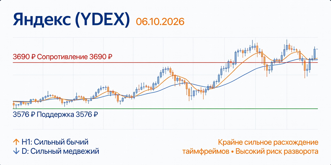 Технический анализ YDEX (Яндекс) — 06.10.2026
