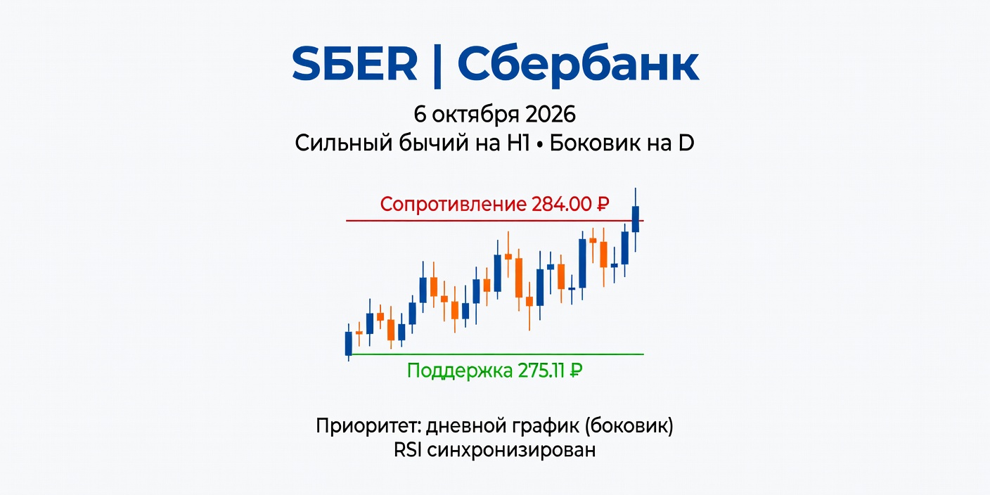 Технический анализ SBER (Сбербанк) на 6 октября 2026