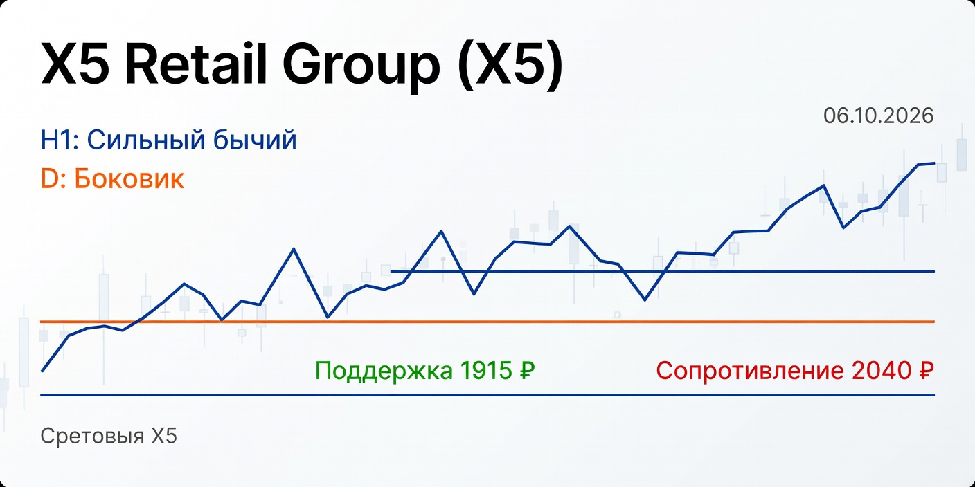 Технический анализ X5 (X5 Retail Group) на 06.10.2026