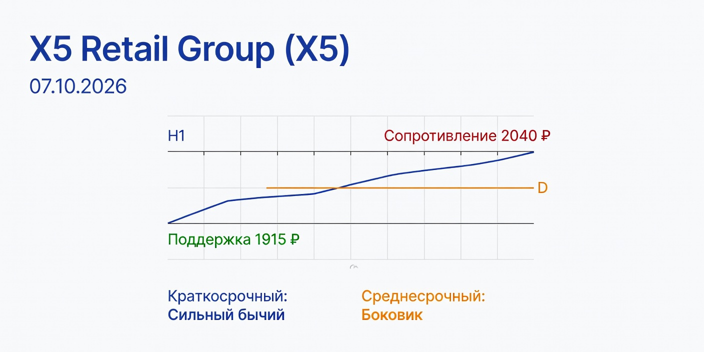 Технический анализ X5 Retail Group (X5) на 07.10.2026