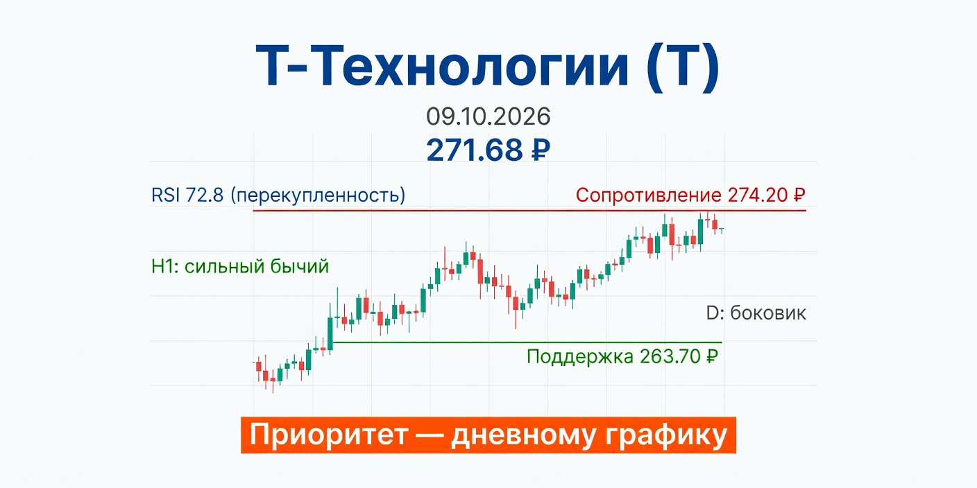 Технический анализ T (Т-Технологии) на 09.10.2026