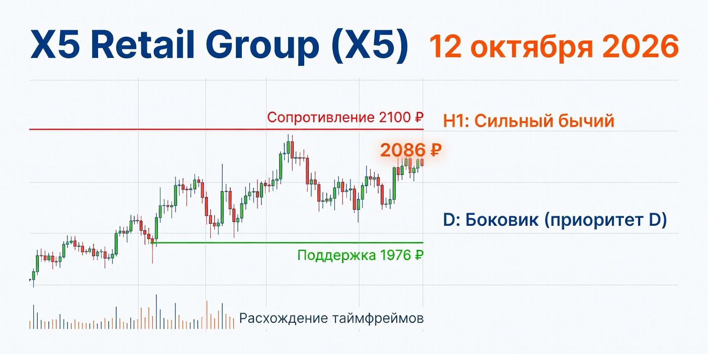 Технический анализ X5 Retail Group (X5) на 12 октября 2026
